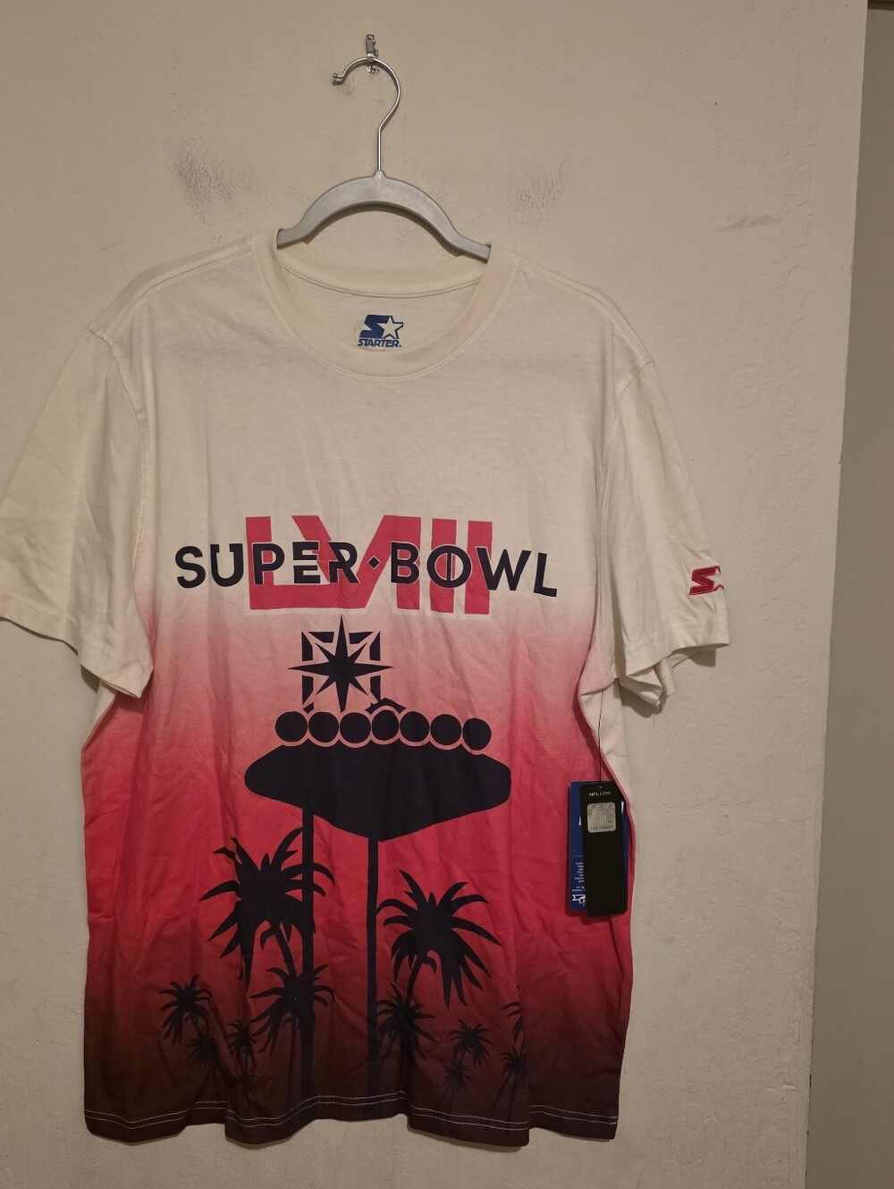 Starter Super Bowl LVIII NFL Graphic T-Shirt White Red Black XL Licensed